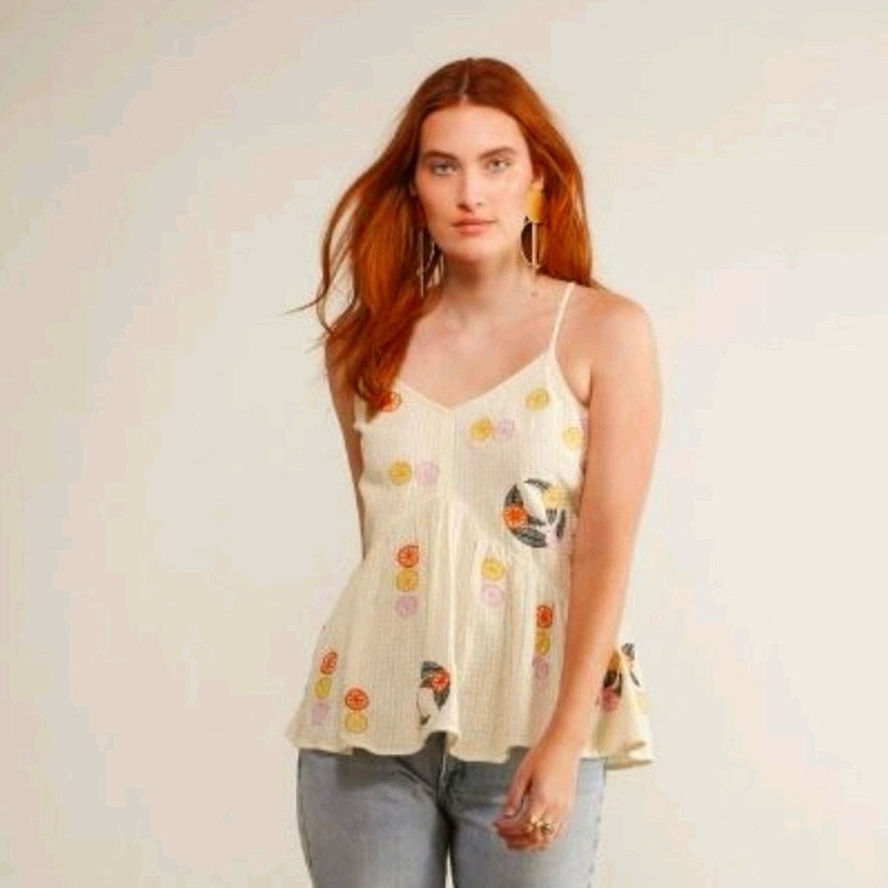 Anthology The Odells Annis Embroidered Cami Giovana Boho Babydoll TopWomen Small